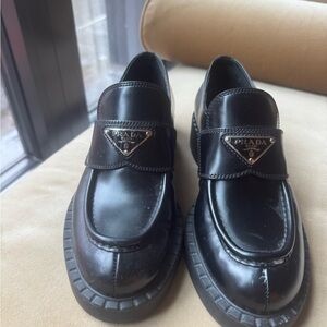 Prada Black Leather Loafers. Size 36.